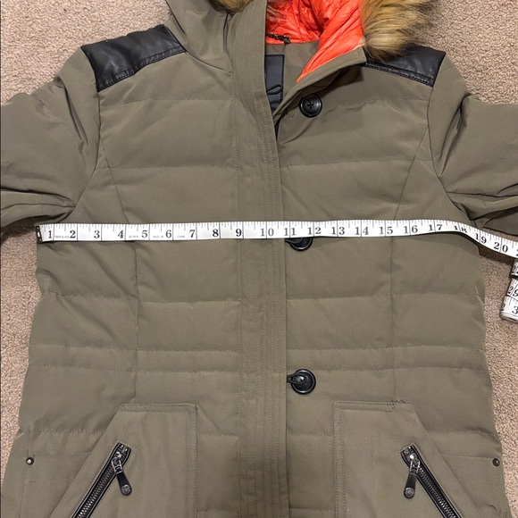 Vince Camuto Olive Puffer Coat with Faux Fur Hood - Picture 13 of 15